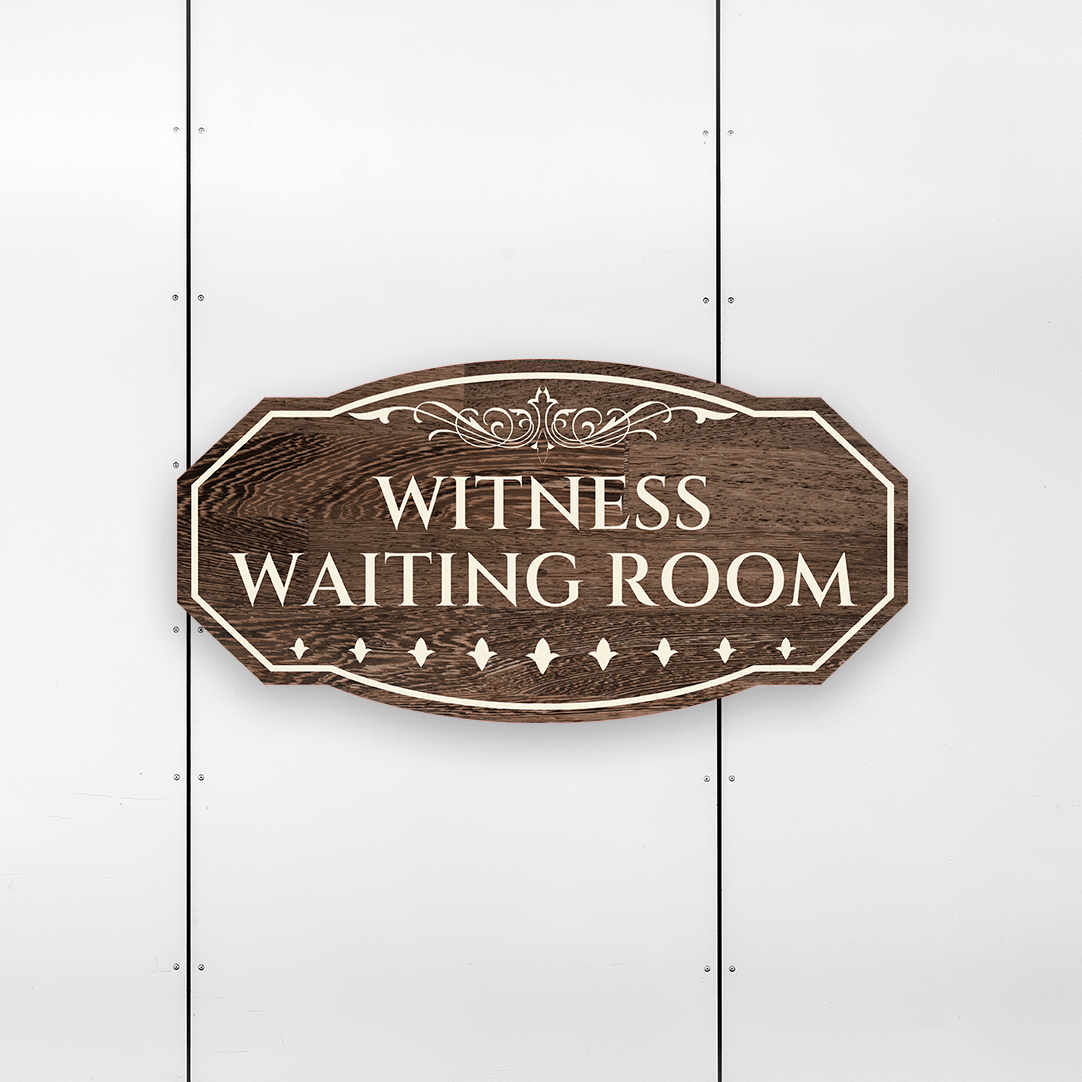 Victorian Plus Witness Waiting Room Wall or Door Sign | Legal and Courtroom Decoration