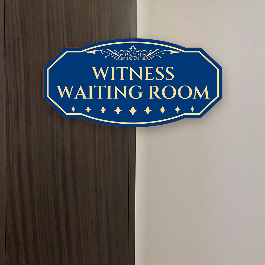 Victorian Plus Witness Waiting Room Wall or Door Sign | Legal and Courtroom Decoration