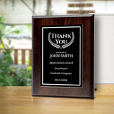 Thank You Gratitude and Appreciation Customizable Award Plaque | Recognition of Achievement and Service Personalizable Plaques