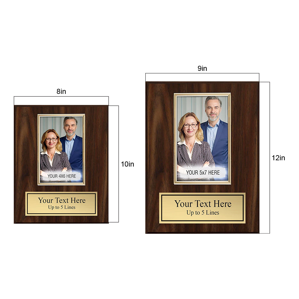 Gavels Fast Personalized Wooden Photo Plaque - Horizontal Picture Holder - Custom Text on Plate