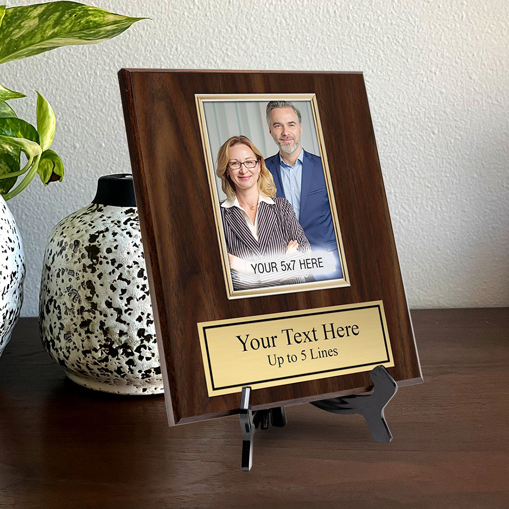 Gavels Fast Personalized Wooden Photo Plaque - Horizontal Picture Holder - Custom Text on Plate