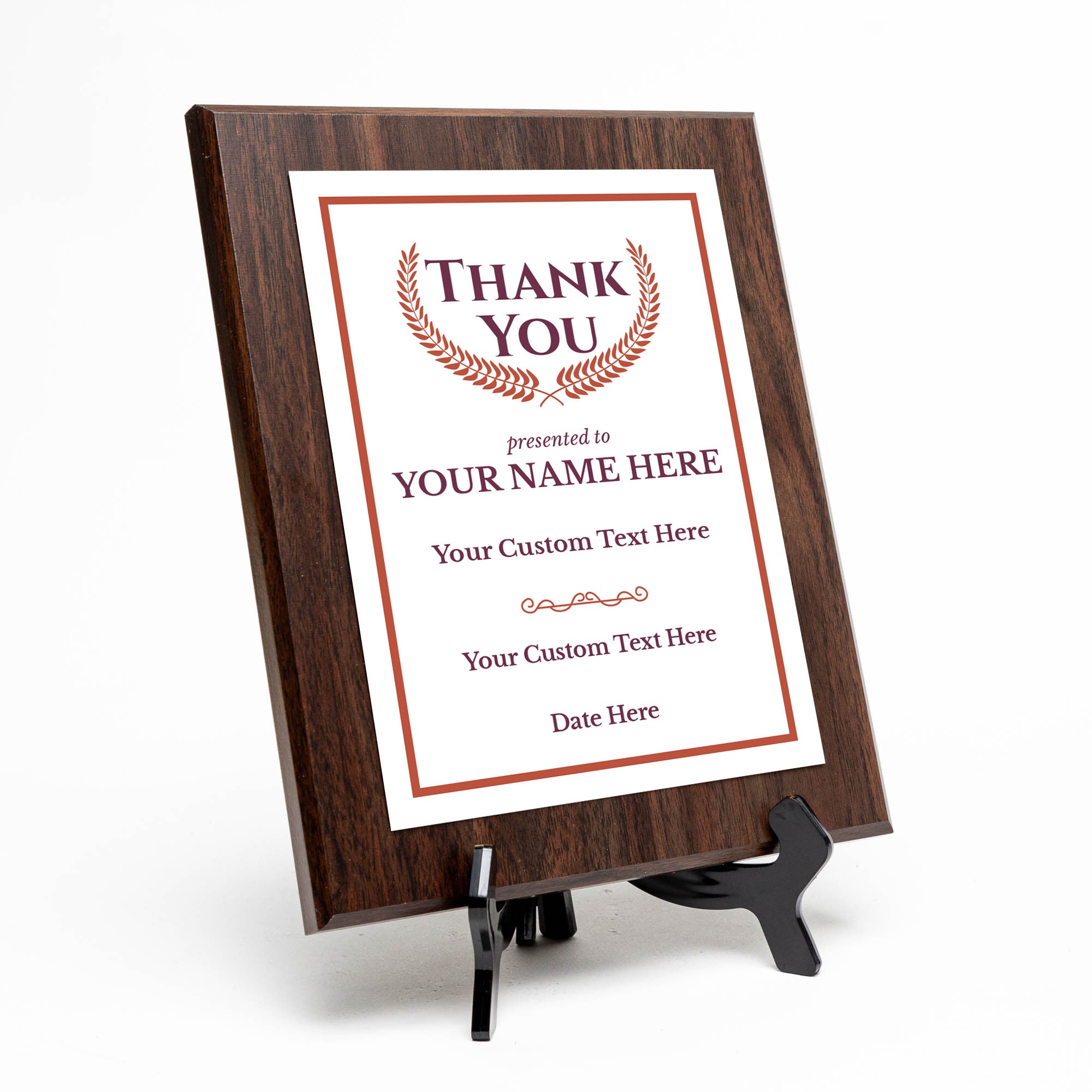 Thank You Gratitude and Appreciation Customizable Award Plaque | Recognition of Achievement and Service Personalizable Plaques