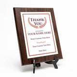 Thank You Gratitude and Appreciation Customizable Award Plaque | Recognition of Achievement and Service Personalizable Plaques