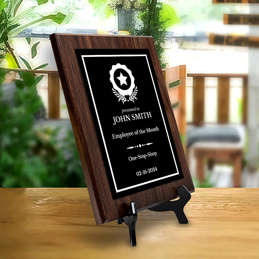 Employee Of The Month Customizable Award Plaque | Recognition of Achievement and Service Personalizable Plaques