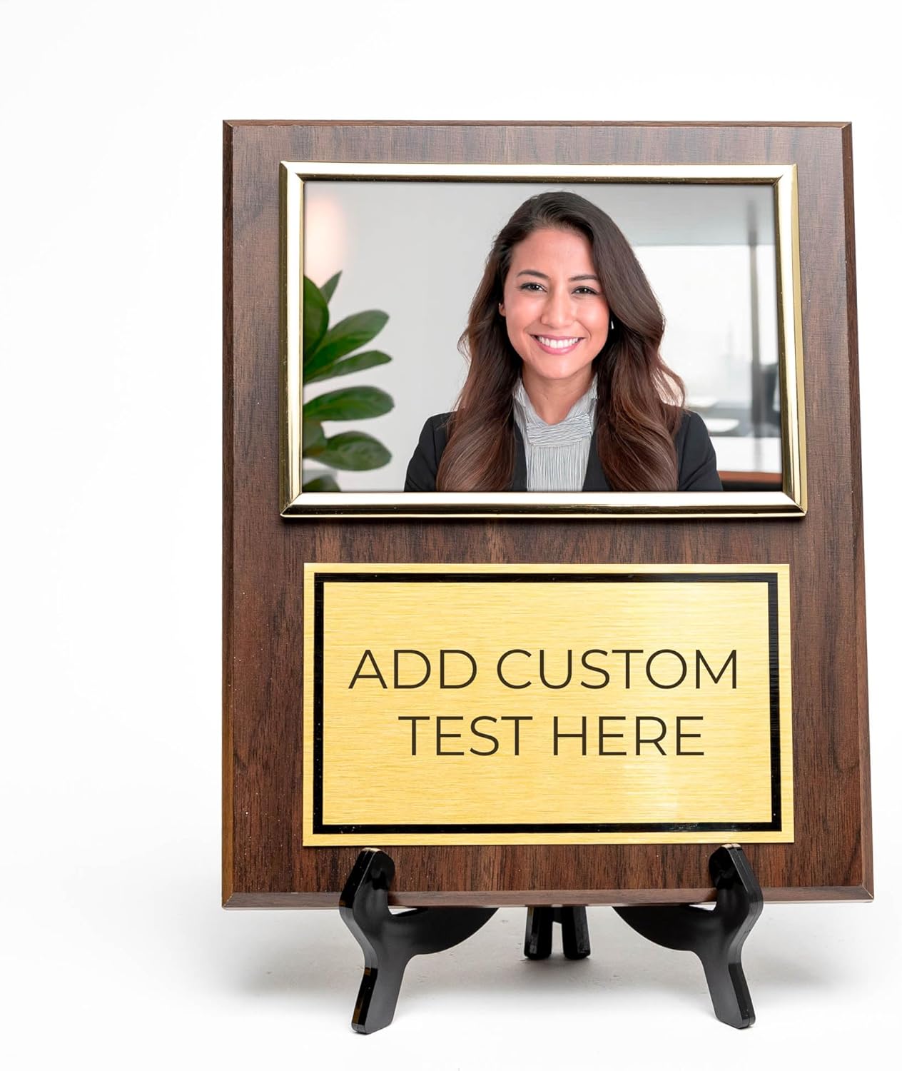 Gavels Fast Personalized Wooden Photo Plaque - Horizontal Picture Holder - Custom Text on Plate