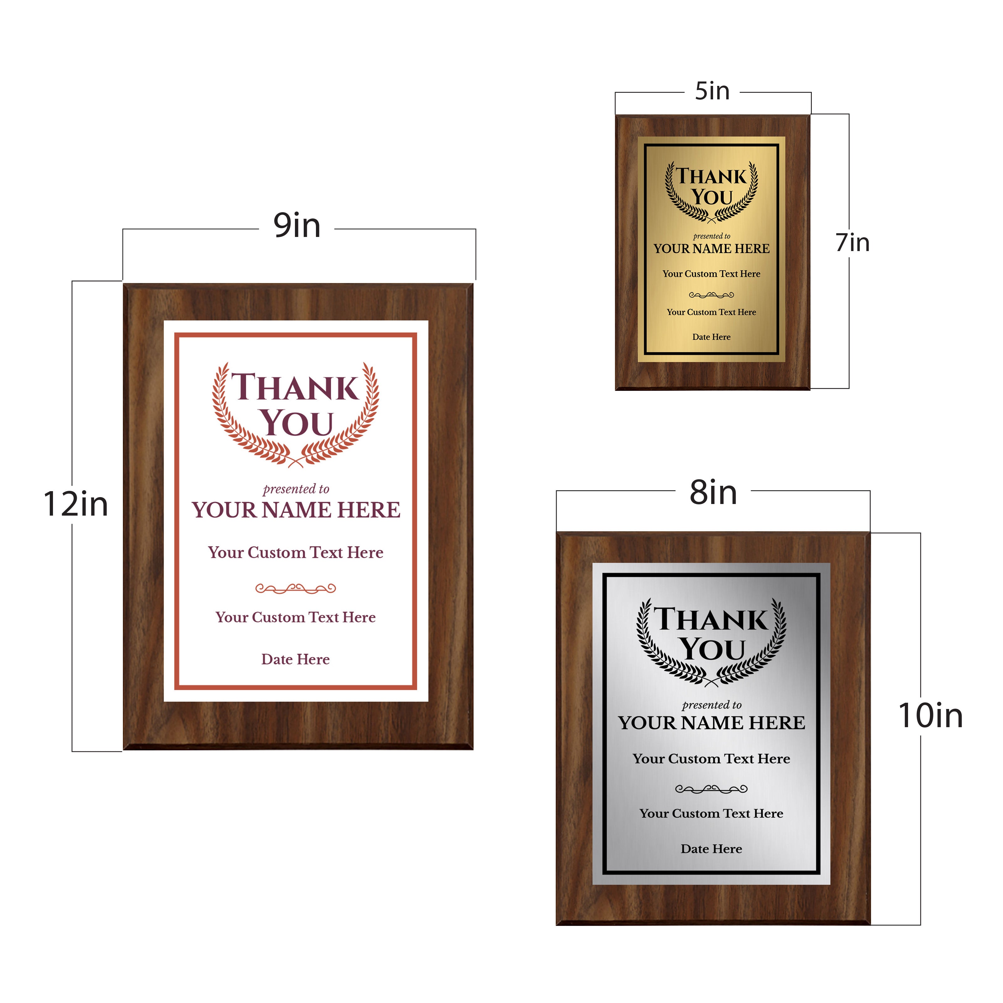 Thank You Gratitude and Appreciation Customizable Award Plaque | Recognition of Achievement and Service Personalizable Plaques