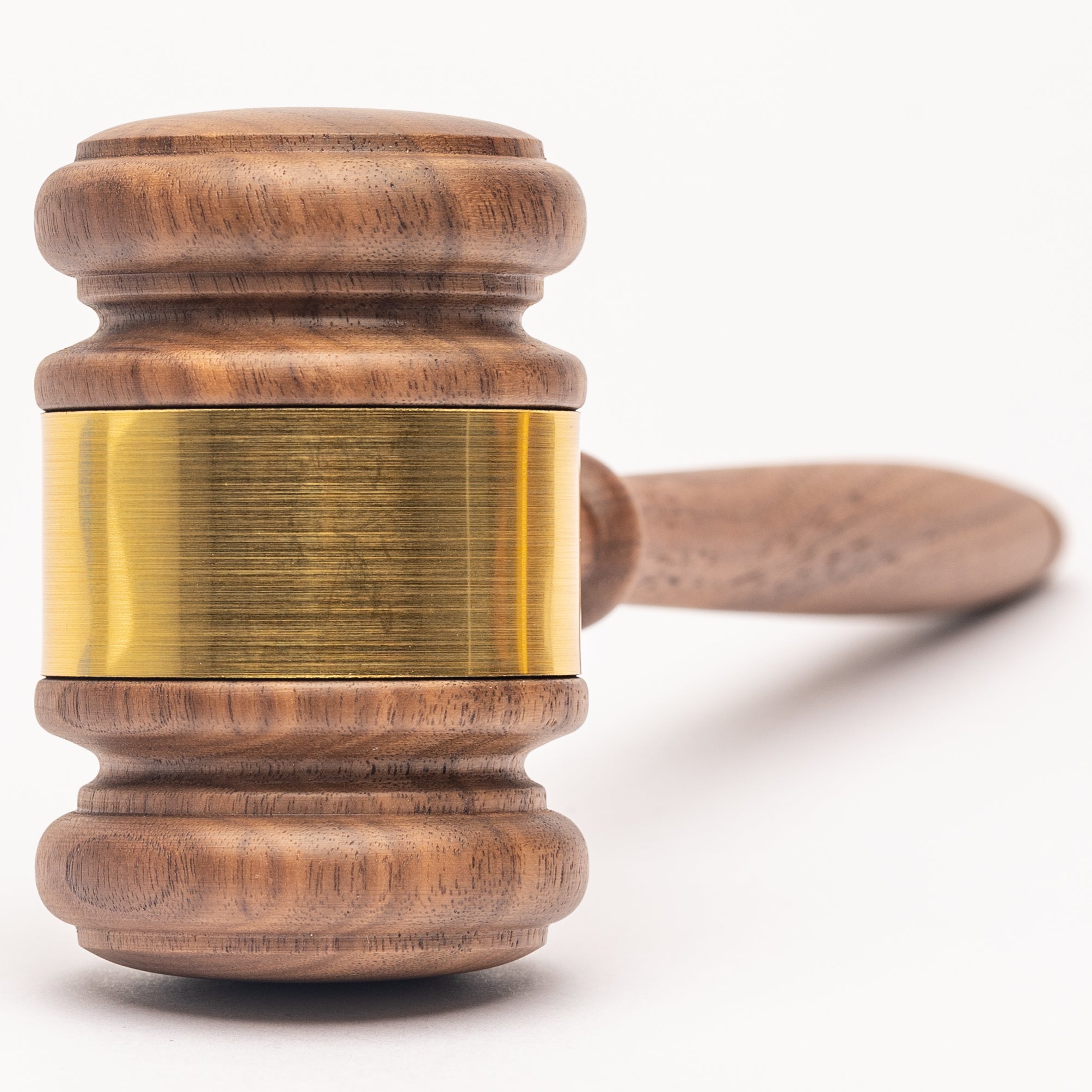 Gavels Fast Wooden Walnut Gavel and Square Sound Block for Judge Lawyer Auction - Not Engraved (Gold Band)