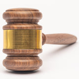 Gavels Fast Wooden Walnut Gavel and Square Sound Block for Judge Lawyer Auction - Not Engraved (Gold Band)