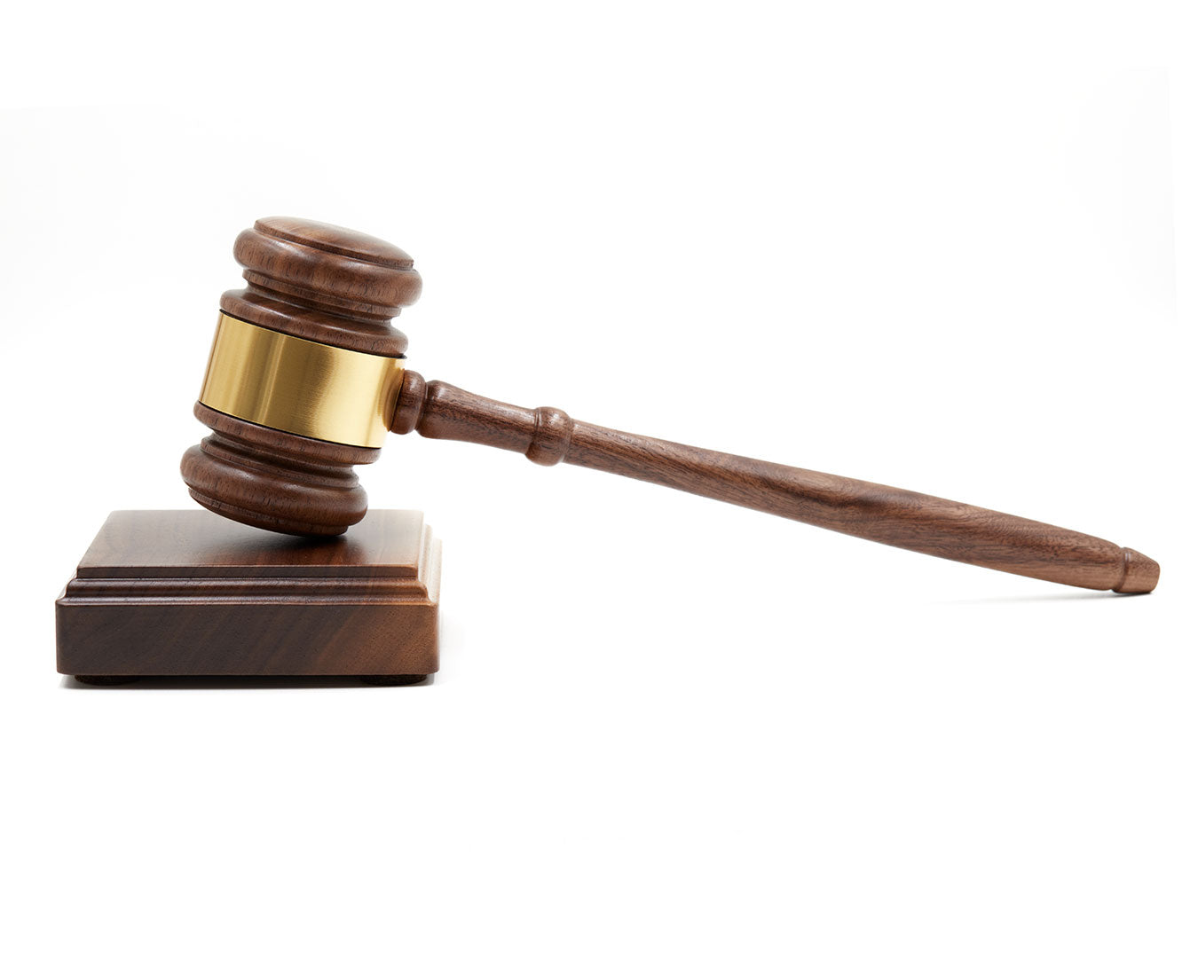 Gavels Fast Wooden Walnut Gavel and Square Sound Block for Judge Lawyer Auction - Not Engraved (Gold Band)