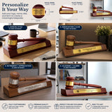 Personalized Walnut Judge Gavel Award and Stand with Customized Award Stand