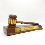 Personalized Walnut Judge Gavel Award and Stand with Customized Award Stand