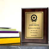 Employee Of The Month Customizable Award Plaque | Recognition of Achievement and Service Personalizable Plaques
