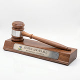 Personalized Walnut Judge Gavel Award and Stand with Customized Award Stand