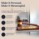 Personalized Hardwood Wooden Judge Gavel and Stand Set with Customized Award Stand