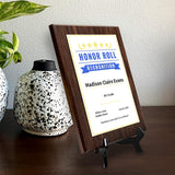 Honor Roll Recognition Personalized (Wooden) Wall Plaque With Easel Acrylic Stand | Certificates & Achievements