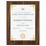College/University Graduation Certificate Personalized (Wooden) Wall Plaque With Easel Acrylic Stand | Certificates & Achievements