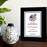 Thank You For Your Service Military and First Responders Customizable Black Frame Award Plaque | Easel Mount Option | Patriotic Recognition of Achievement and Service Personalizable Plaques