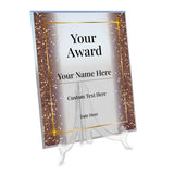 Signs ByLITA Personalized Acrylic Award Plaque with Glitter Borders Design – Custom Engraved Clear Desk Award, Recognition Gift, Office Decor (Multiple Sizes)