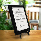 Scholarship Award Certificate (Wooden) Wall Plaque With Easel Acrylic Stand | Certificates & Achievements Personalized Wall Prints (Plaques)