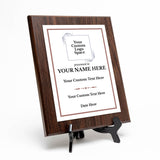Custom Insert Your Logo (Square) Wreath Award Wooden Plaque | Recognition of Achievement and Service Personalizable Plaques