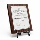 Scholarship Award Certificate (Wooden) Wall Plaque With Easel Acrylic Stand | Certificates & Achievements Personalized Wall Prints (Plaques)