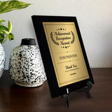 Signs ByLITA Customizable Cursive Font Achievement Black Frame Wooden Plaque | Optional Easel Mount | Recognition Gift for Students, Employees, Special Achievement and Corporate Awards