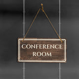 Conference Room 5" x 10" Hanging Wall or Door Sign | Legal and Court House Rustic Twine Signage