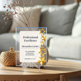 SignsByLITA Personalized Acrylic Award Plaque with Star Design – Custom Engraved Clear Desk Award, Recognition Gift, Office Decor (Multiple Sizes)