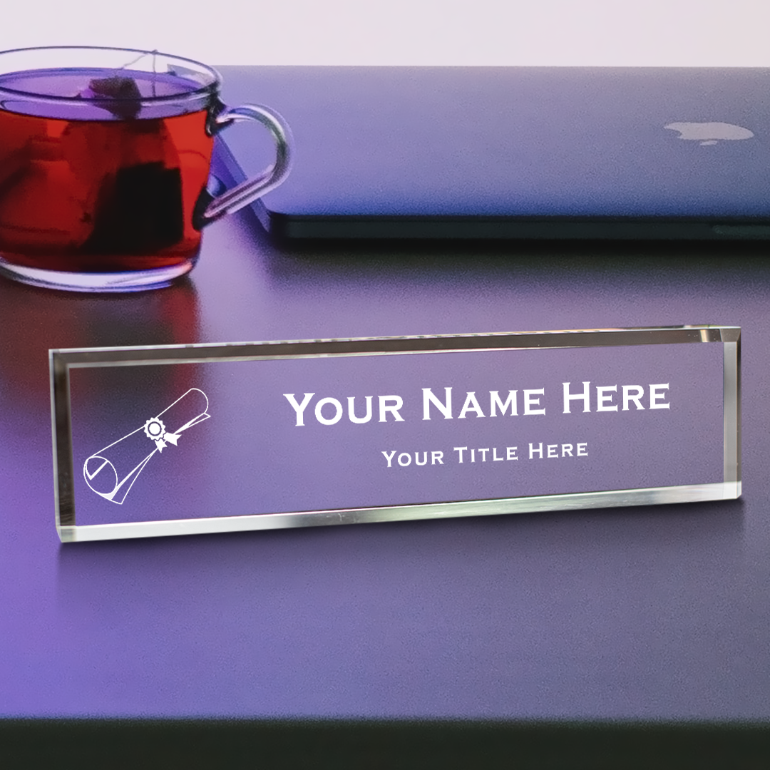 Graduate Themed, Personalized Acrylic Desk Sign (2 x 10")