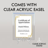 Signs ByLITA Personalized Acrylic Award Plaque with Corner Stars Design – Custom Engraved Clear Desk Award, Recognition Gift, Office Decor (Multiple Sizes)
