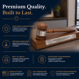 Personalized Walnut Judge Gavel Award and Stand with Customized Award Stand