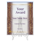 Signs ByLITA Personalized Acrylic Award Plaque with Glitter Borders Design – Custom Engraved Clear Desk Award, Recognition Gift, Office Decor (Multiple Sizes)
