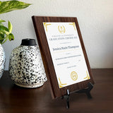 College/University Graduation Certificate Personalized (Wooden) Wall Plaque With Easel Acrylic Stand | Certificates & Achievements
