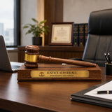 Personalized Walnut Judge Gavel Award and Stand with Customized Award Stand