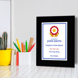 Employee Of The Month Customizable Black Frame Award Plaque | Easel Mount Option | Recognition of Achievement and Service Personalizable Plaques