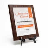 Innovation Award (Wooden) Wall Plaque With Easel Acrylic Stand | Certificates & Achievements Personalized Wall Prints (Plaques)