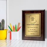 Custom Insert Your Logo (Square) Wreath Award Wooden Plaque | Recognition of Achievement and Service Personalizable Plaques