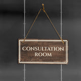 Consultation Room 5" x 10" Hanging Wall or Door Sign | Legal and Court House Rustic Twine Signage