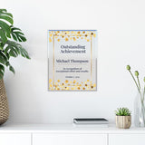 Signs ByLITA Personalized Acrylic Award Plaque with Golden Stars Design – Custom Engraved Clear Desk Award, Recognition Gift, Office Decor (Multiple Sizes)