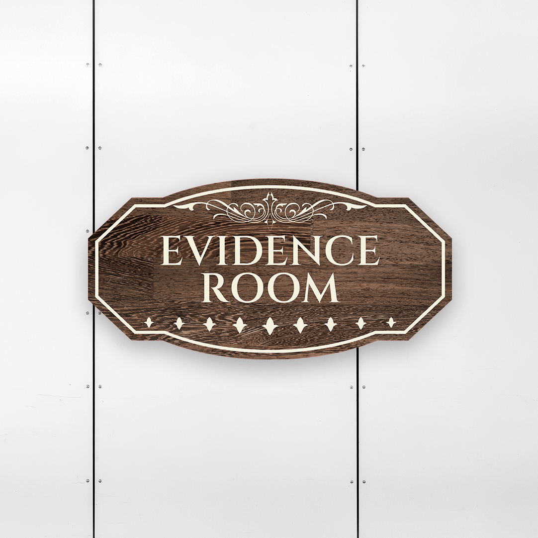 Victorian Plus Evidence Room Wall or Door Sign | Legal and Courtroom D ...