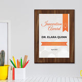 Innovation Award (Wooden) Wall Plaque With Easel Acrylic Stand | Certificates & Achievements Personalized Wall Prints (Plaques)