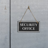 Security Office 5" x 10" Hanging Wall or Door Sign | Legal and Court House Rustic Twine Signage