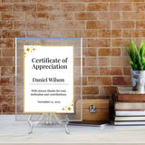 Signs ByLITA Personalized Acrylic Award Plaque with Corner Stars Design – Custom Engraved Clear Desk Award, Recognition Gift, Office Decor (Multiple Sizes)