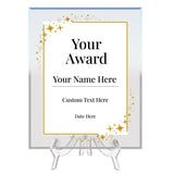Signs ByLITA Personalized Acrylic Award Plaque with Corner Stars Design – Custom Engraved Clear Desk Award, Recognition Gift, Office Decor (Multiple Sizes)