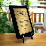 Dream Big Custom Award Wall Plaque With Easel Acrylic Stand | Personal Achievement Wall Plaques