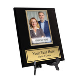 Gavels Fast Black Personalized Photo Plaque - Horizontal Picture Holder - Custom Text on Plate