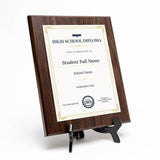 High School Diploma Replica (Wooden) Wall Plaque With Easel Acrylic Stand | Certificates & Achievements Personalized Wall Prints (Plaques)