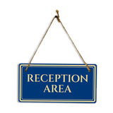 Reception Area 5" x 10" Hanging Wall or Door Sign | Legal and Court House Rustic Twine Signage