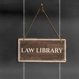 Law Library 5" x 10" Hanging Wall or Door Sign | Legal and Court House Rustic Twine Signage
