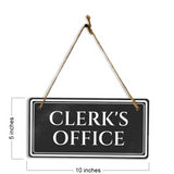 Clerk's Office 5" x 10" Hanging Wall or Door Sign | Legal and Court House Rustic Twine Signage